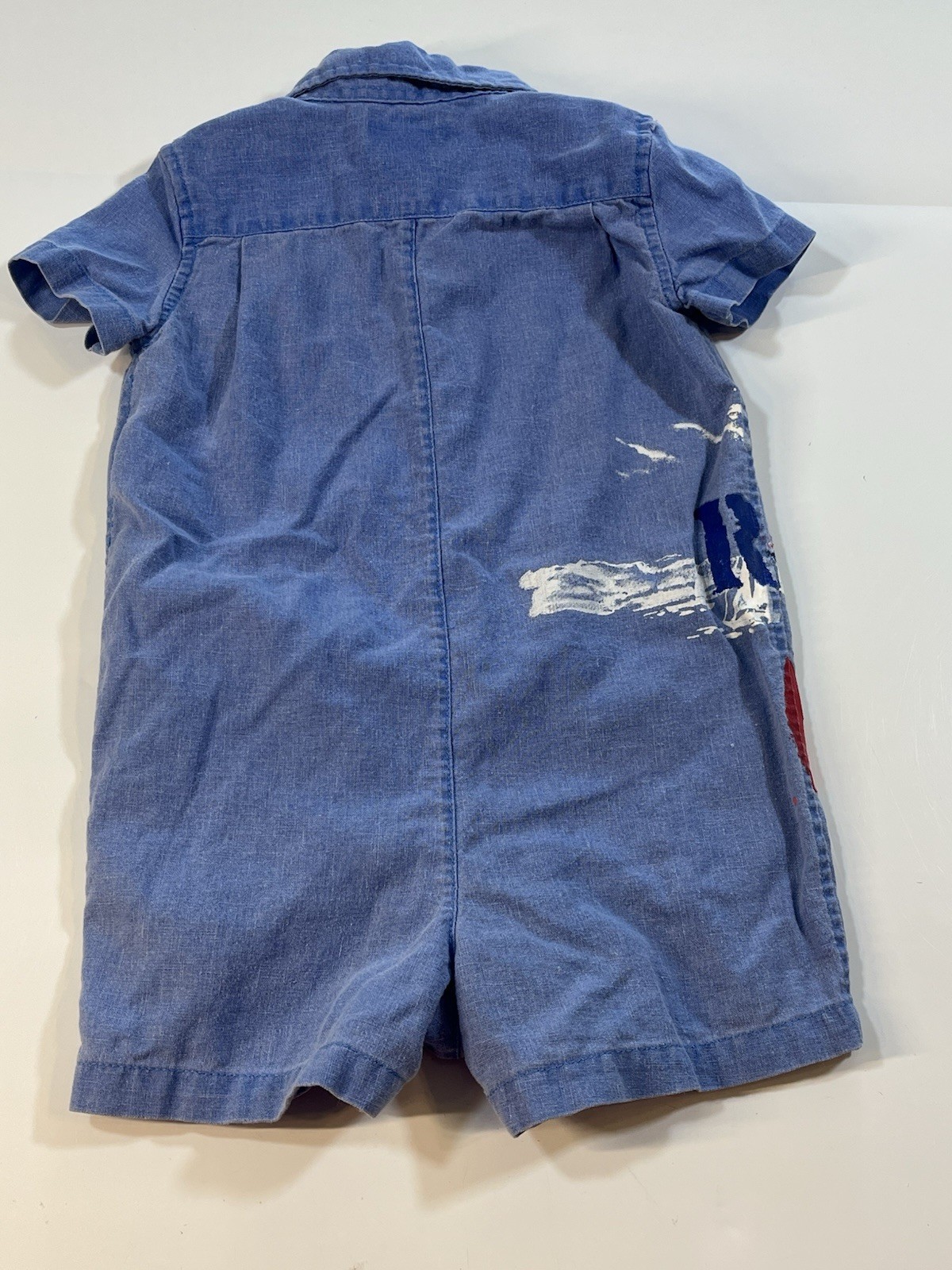 Baby Boys Ralph Lauren Blue Chambray Sailboat Nautical Linen Short Romper 9M