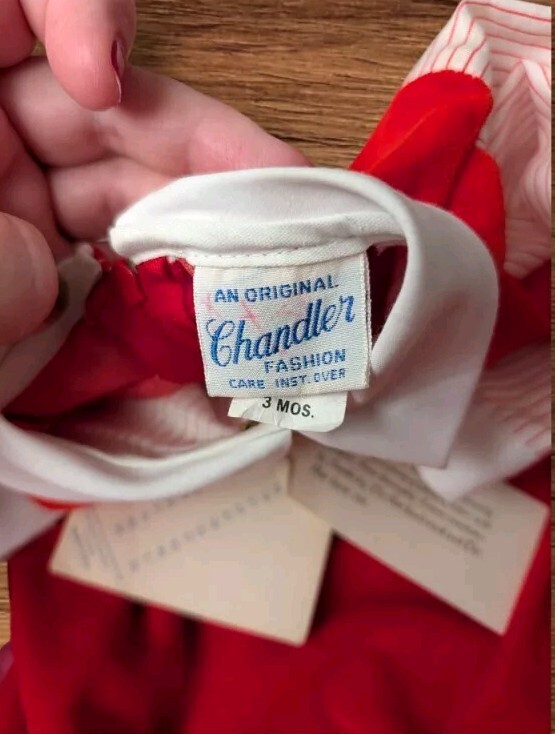 Vintage Chandler Original Brand Newborn Christmas Sleigh Outfit Velveteen