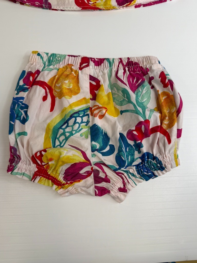Tea Set Baby 2T Floral Short Pant Shirt Top Colorful Play School Party Core Ex