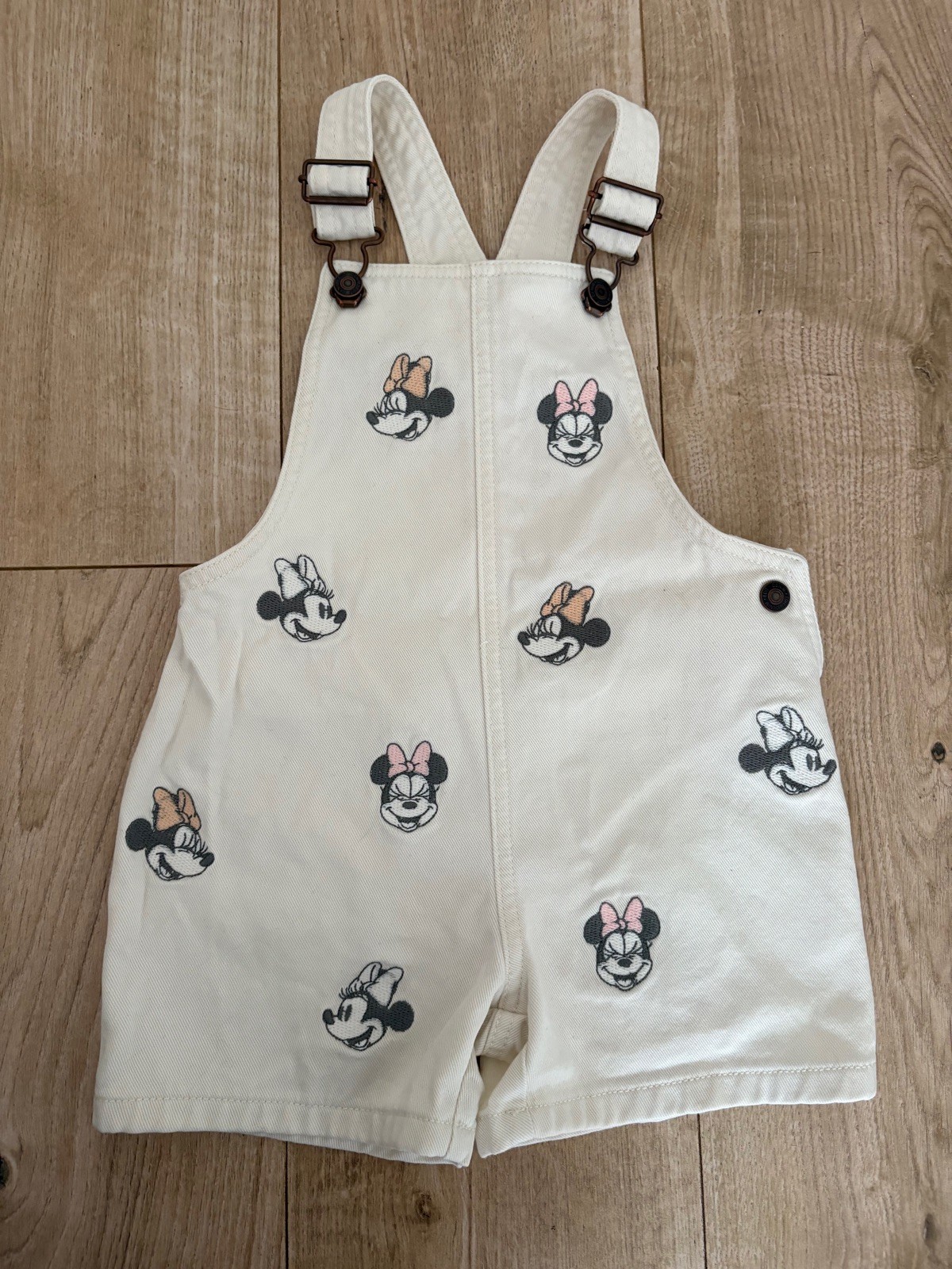 Disney 3-4 years Girls Minnie Mouse Dungaree shorts vest denim cream romper