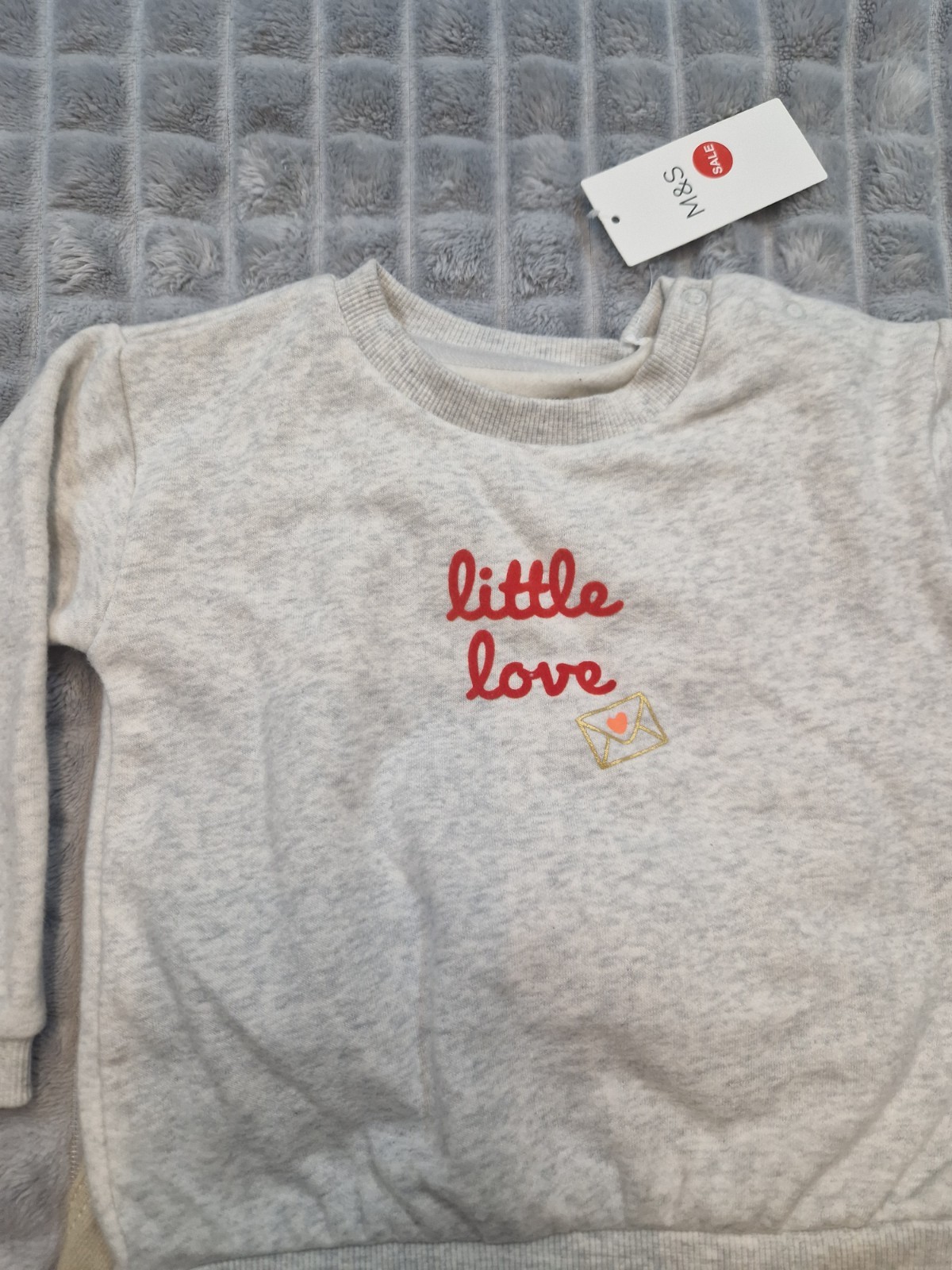 Marks & Spencer Pullover Jumper & Jeans 2 Part Set Grey Cream Age 12-18 Months