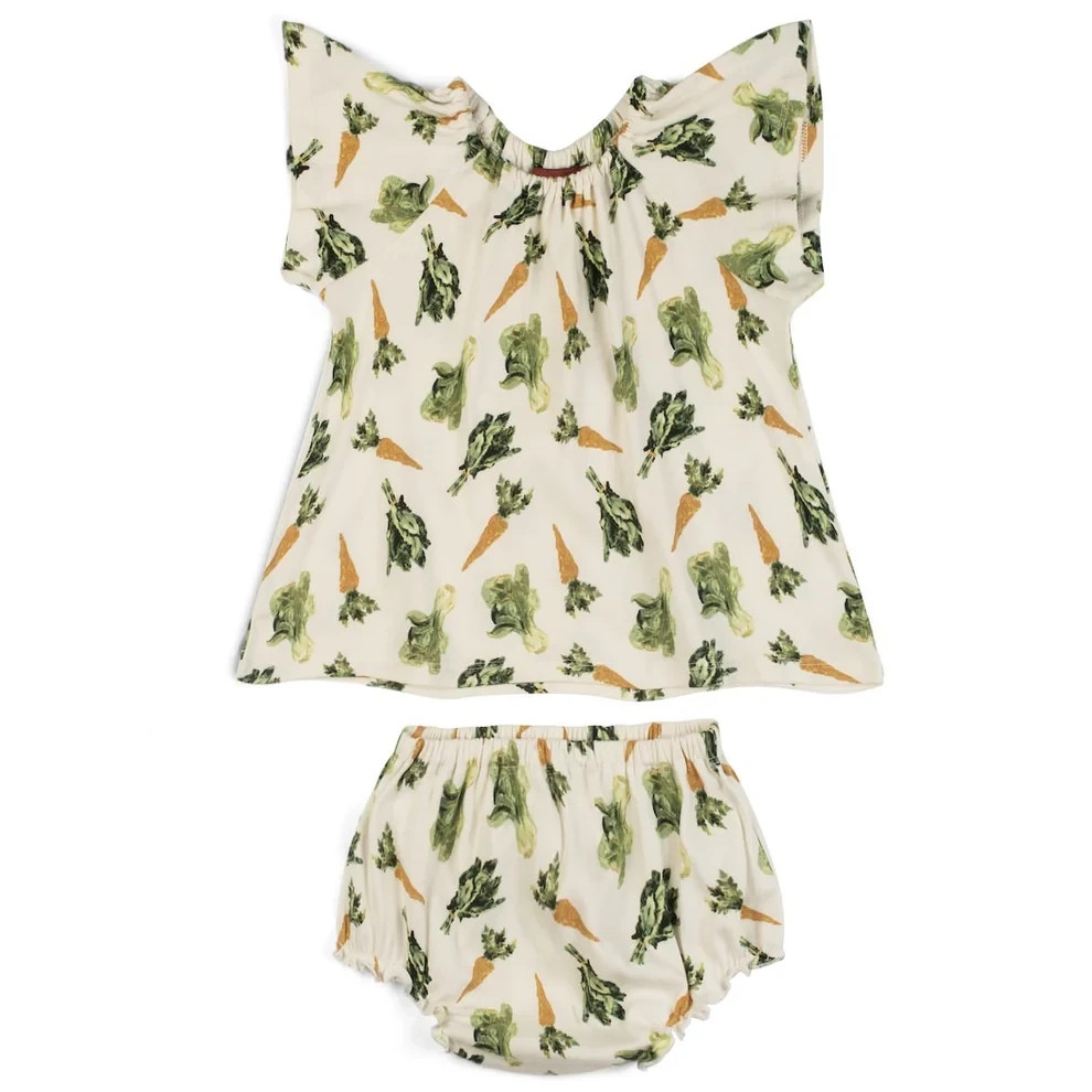 MILKBARN Fresh Veggies Organic Cotton Dress & Bloomer Set 6-12M