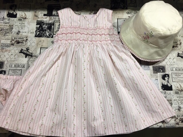 Gymboree Spring Blossoms Easter calico smocked dress reversible hat 3 3T lot set