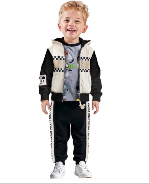 Disney Mickey Mouse Unisex Hoodie T-Shirt Pants 3-Piece Full Zip Size 4T NWT