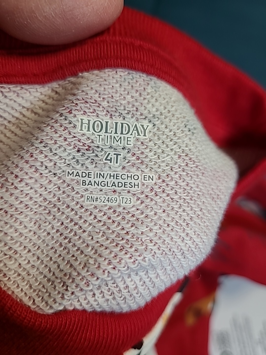 4T Holiday Time long sleeved shirt with Santa, Snowman, Gingerbread. Warm