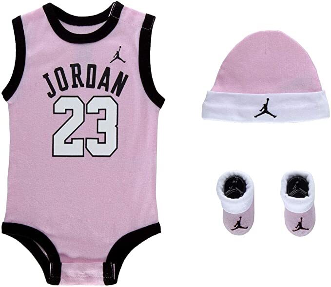 3 Pc Nike Air Jordan Baby Girls Gift Set, 0-12 Months, Bodysuit Booties B13 MPA