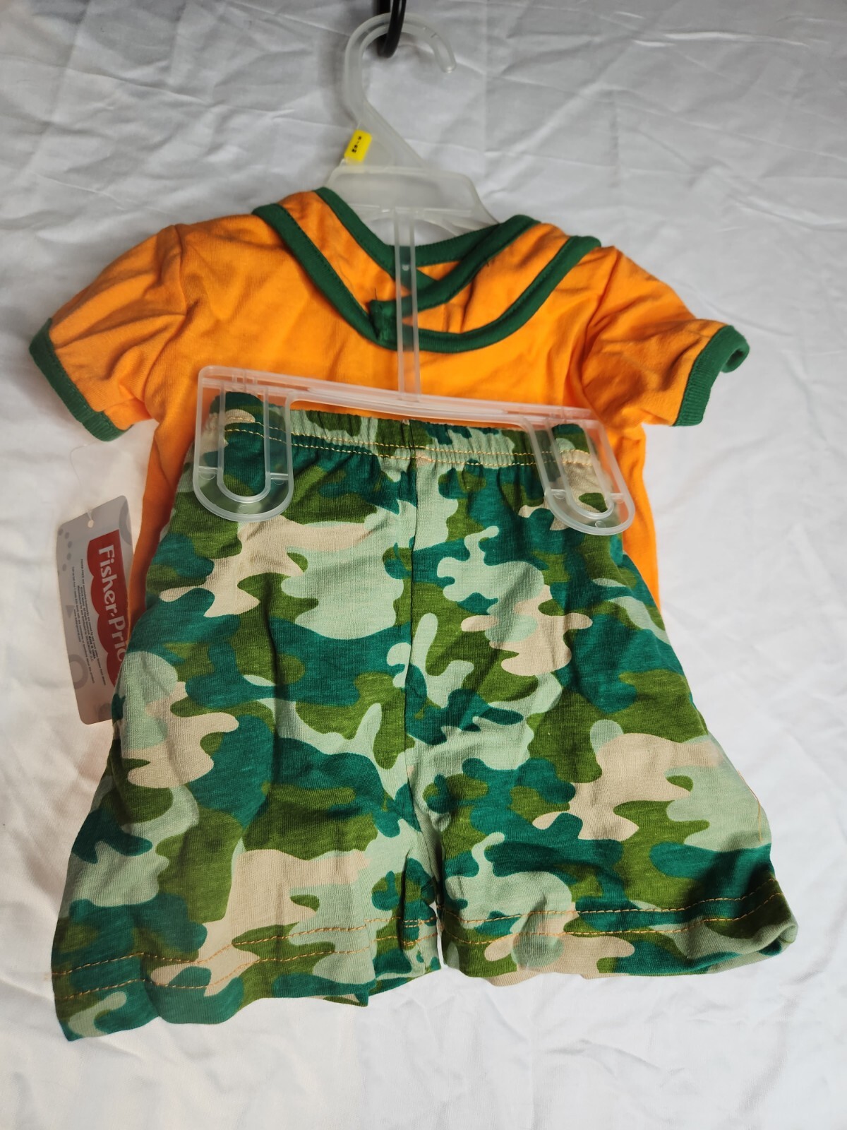 NWT Fisher Price 3 pc Set Camo Shorts, Roar T Shirt, and Bib sz 3/6 month