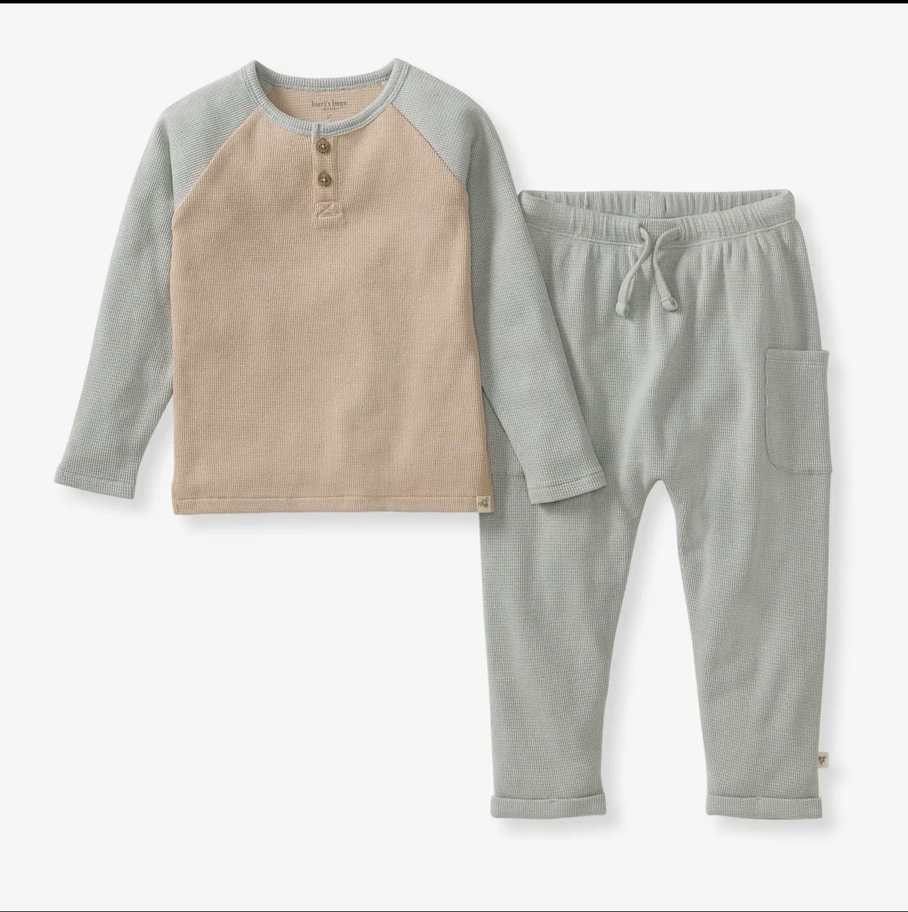 NWT Burt’s Bees Baby & Toddler 5T Beige Gray Colorblock Shirt & Pants Set