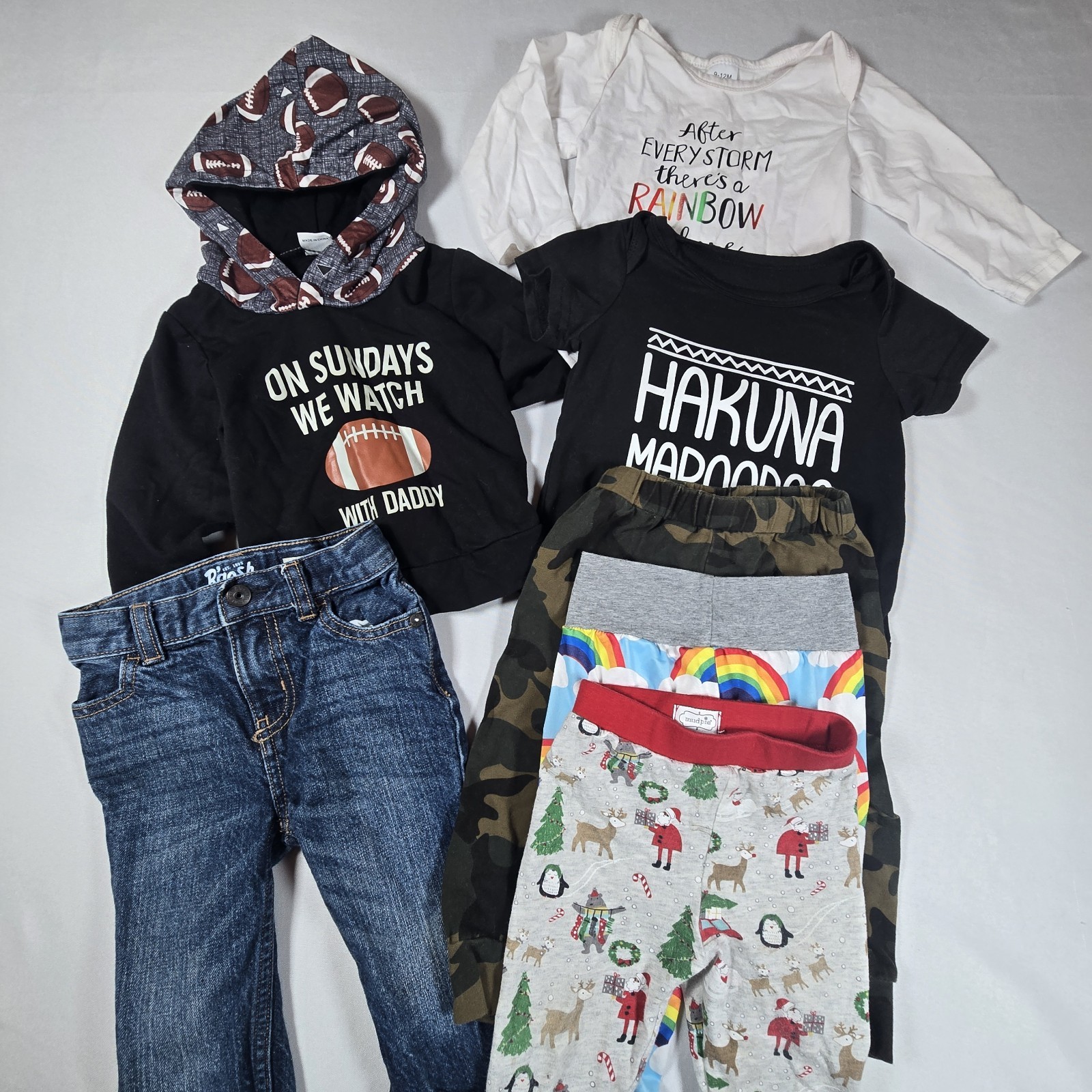 7 Lot Bundle Baby Boy Clothes Bodysuits Sleepers Pants: 9-12 M 9-12 Months