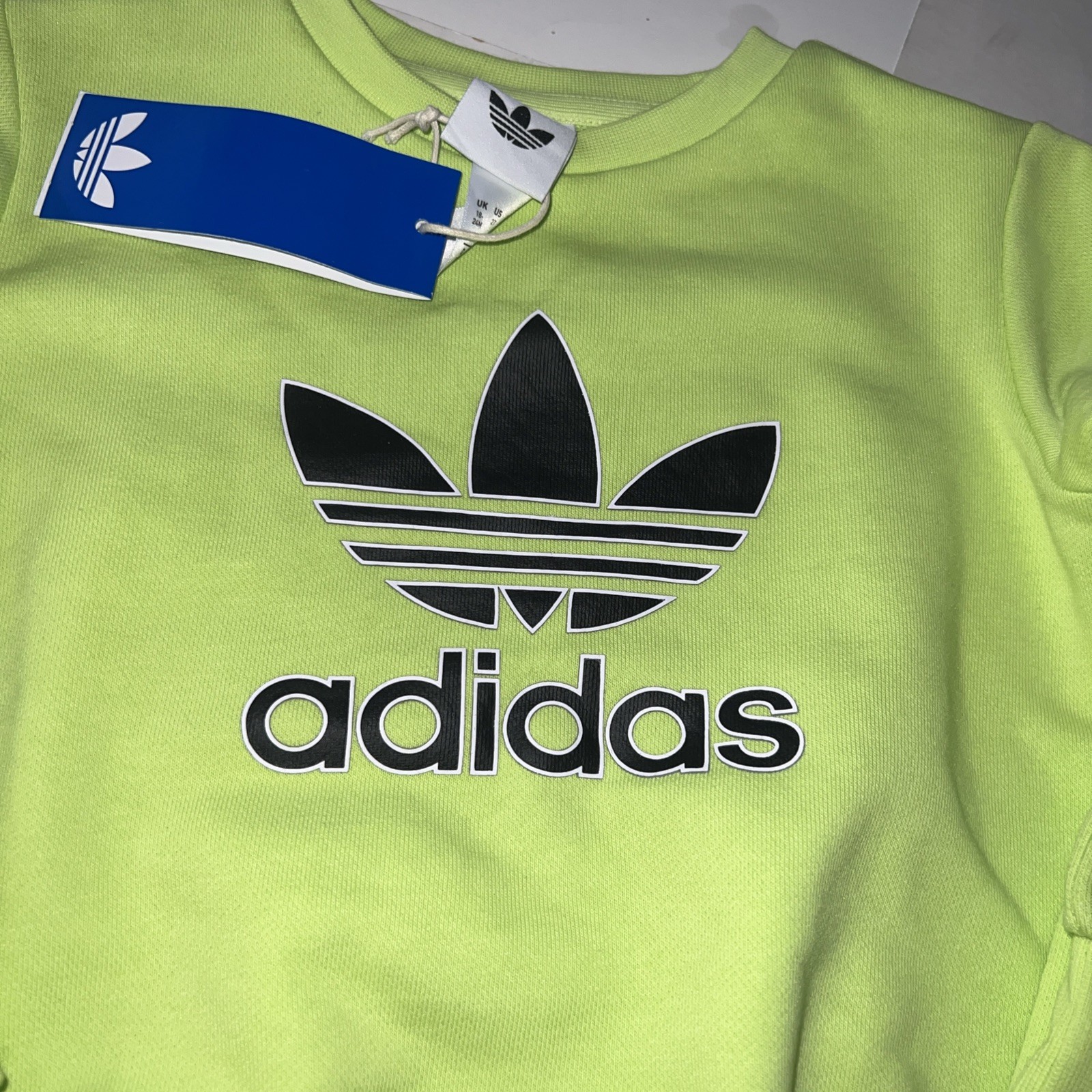 adidas 2 Piece Fleece Sweatshirt & Pant Set Little Kids Size 3T Lime Green NEW