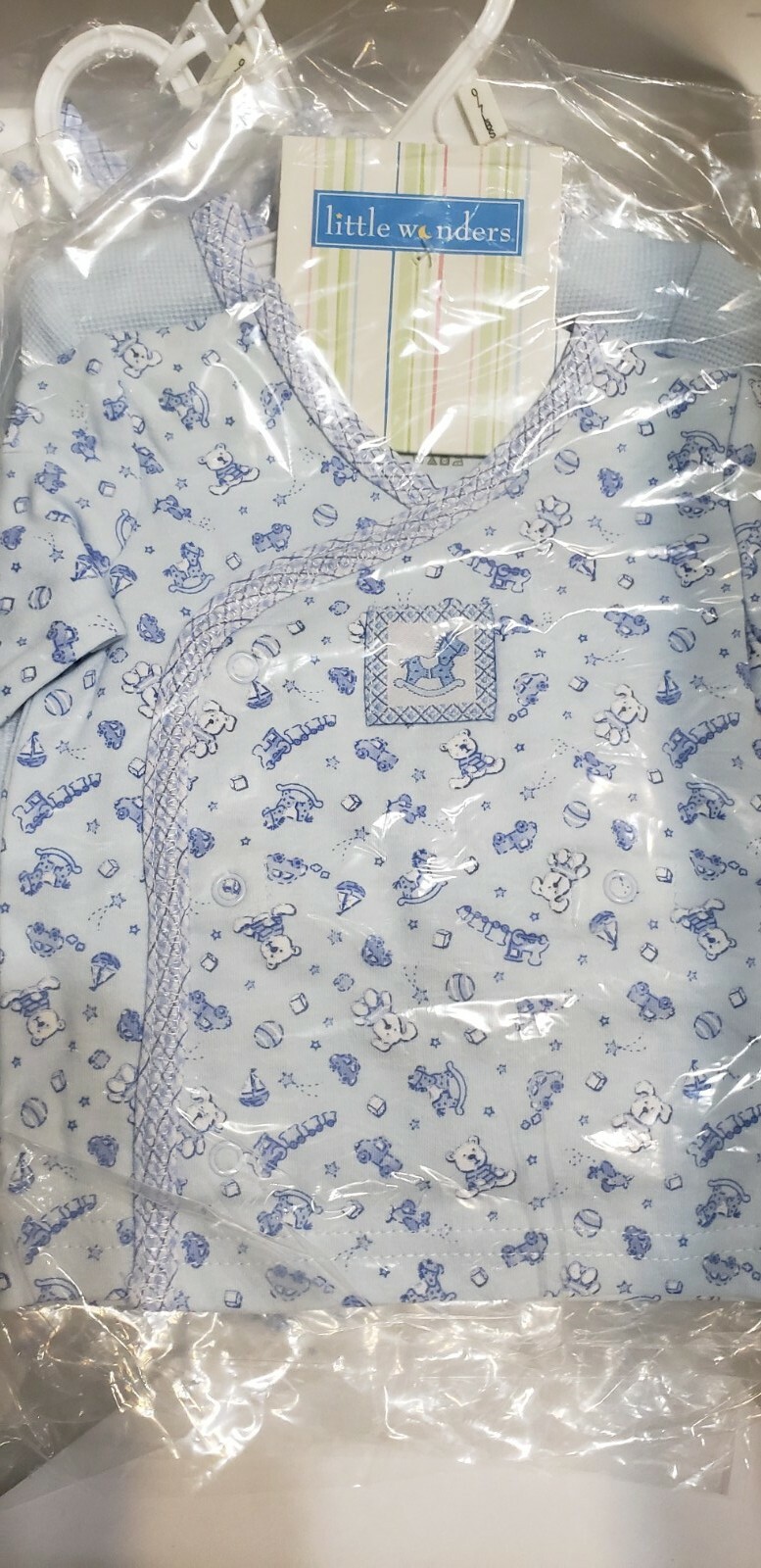 little wonders BLUE GIFT SET for PREEMIE 2 pc snap side long shirt new with tags