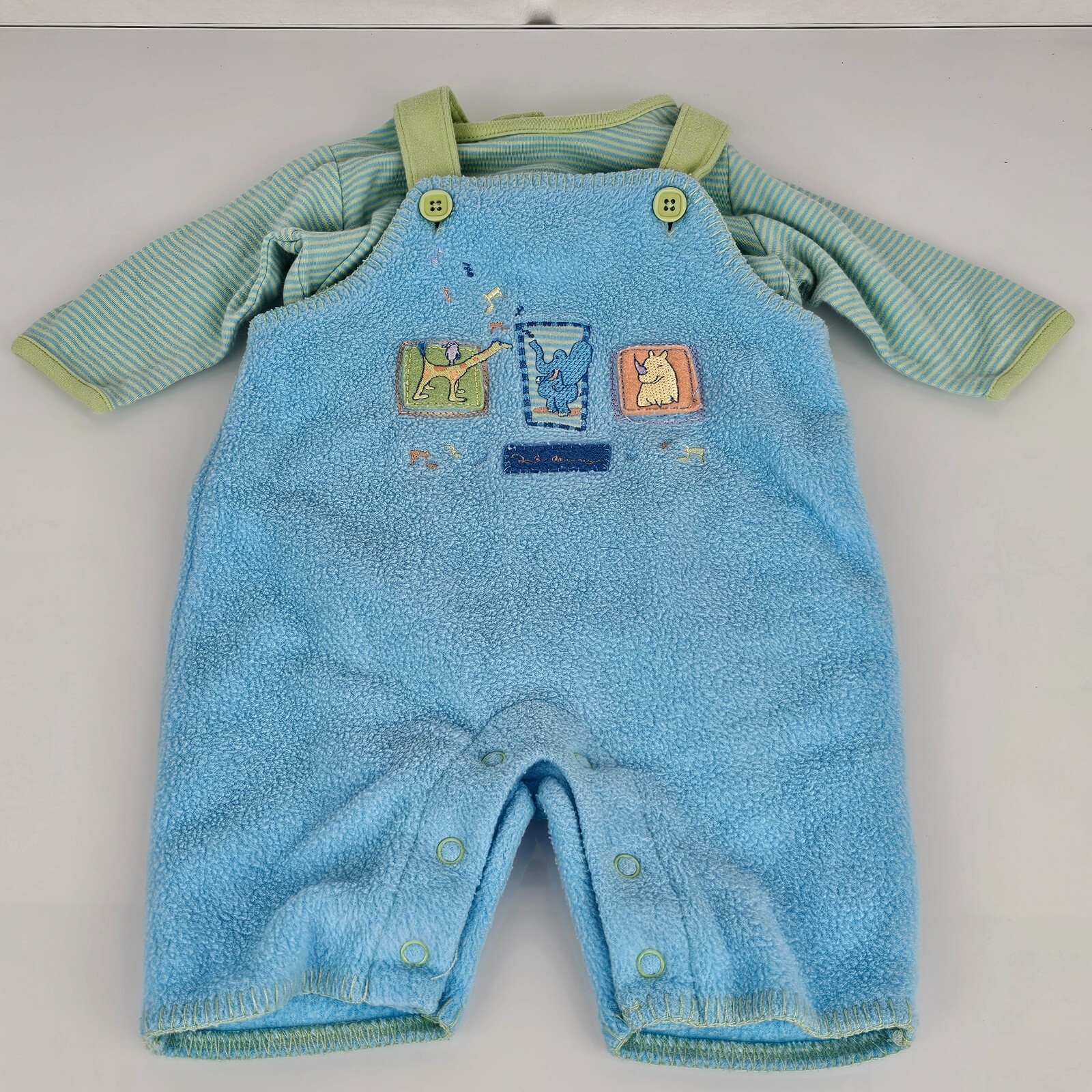 Carters John Lennon Baby Boy Fleece Overalls Elephant Rhino Palm Tree Outfit 0-3