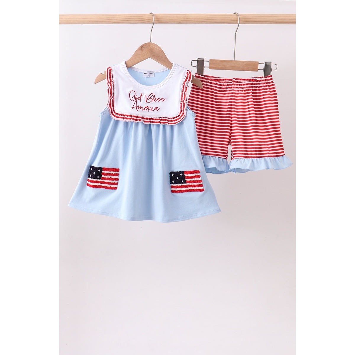 Abby & Evie Girls God Bless America Patriotic Tunic and Shorts Set Size 3 NEW