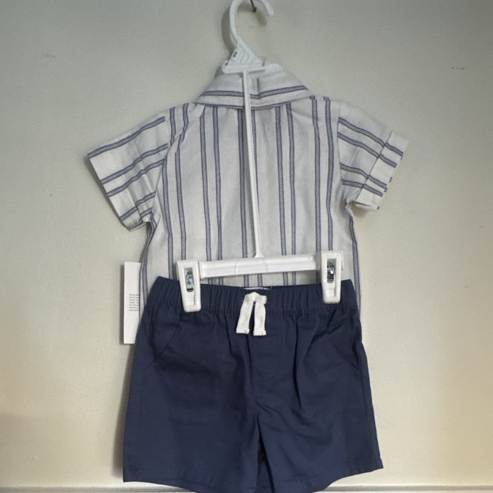 Original Penguin Boys 18M 2pc Striped Button-Front Shirt & Shorts Set Pockets