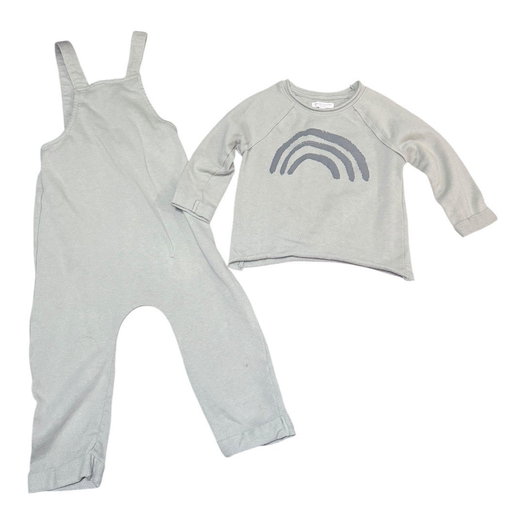 Grayson Collective Bundle Kids 2T Rainbow Sweatshirt Overalls Star Pants 3pc Set