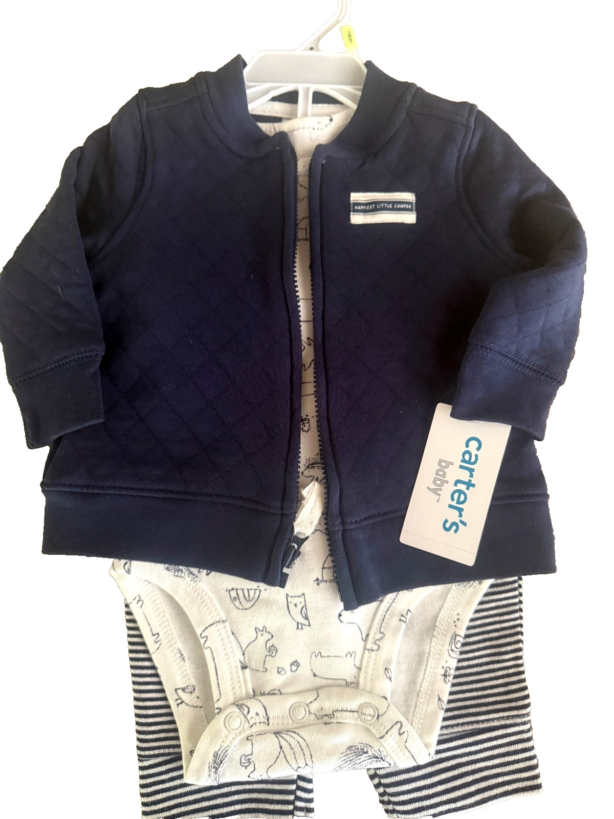 $36 NWT CARTER’S 3 PC BOY’S ZIP JACKET PANTS BODYSUIT SET SZ 3 MONTHS ADORABLE