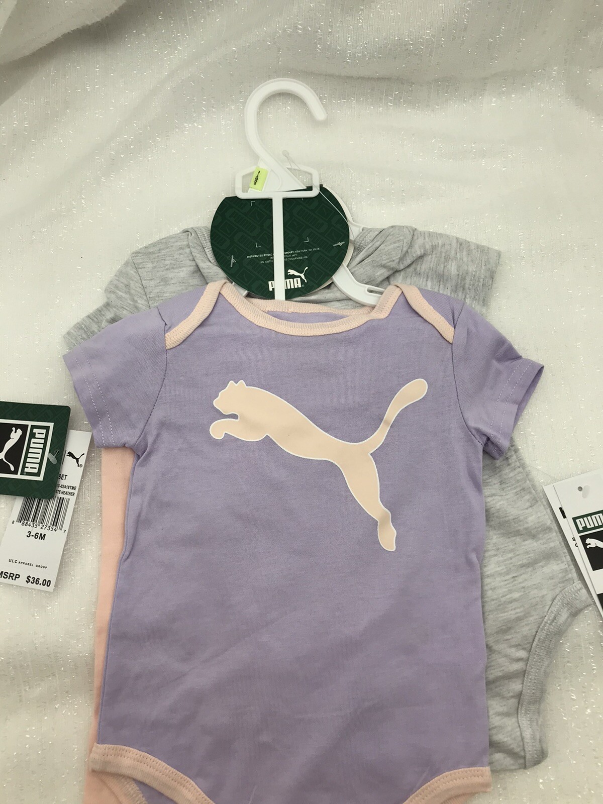 Puma Girl’s 3 Piece Outfit Set 3-6 Months Pink/Purple/Gray NEW