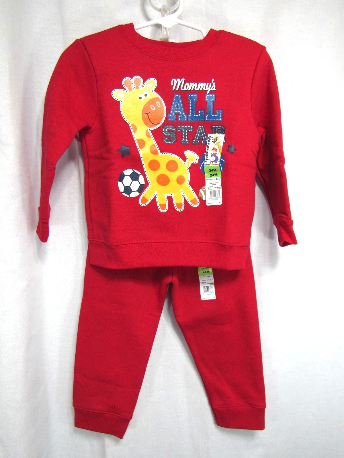 New Garanimals Sweatshirt and Pants Size 24 Month Red Giraffe “Mommy’s ALL STAR”