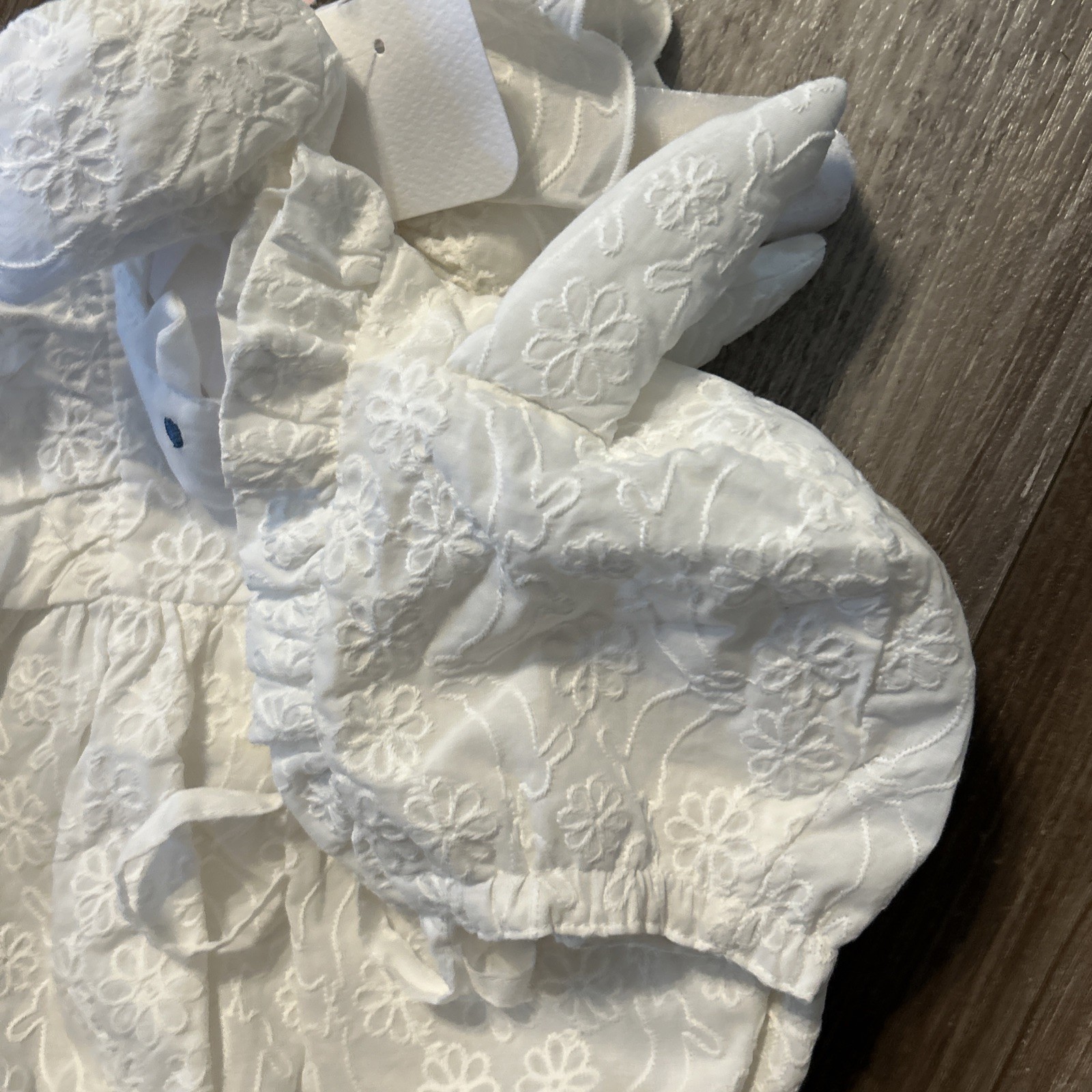 NWT- Cupcakes and Cashmere Ivory One Piece Romper, Hat Slippers 6/9