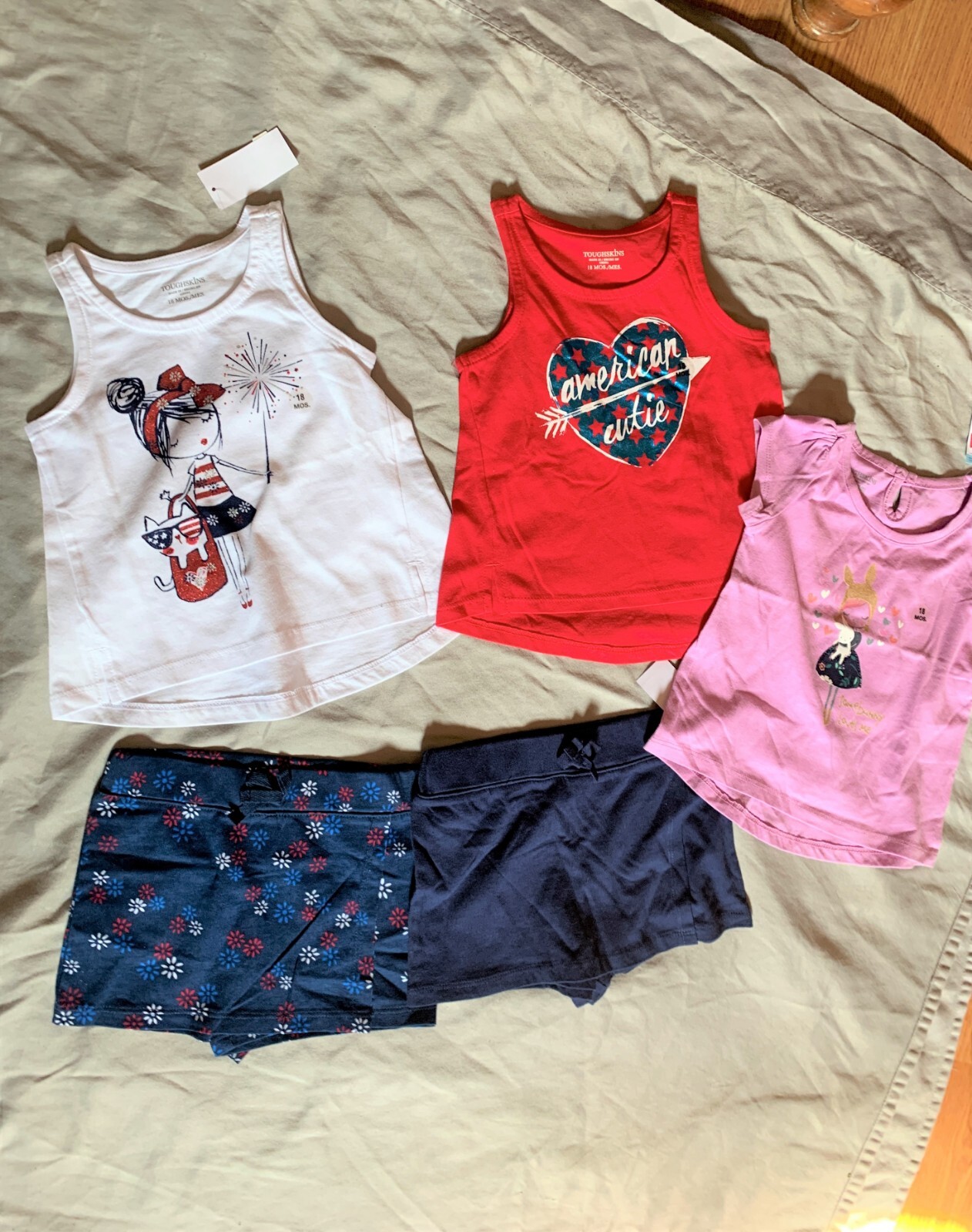 GIRLS – 5pc lot sz 18m NWT TOUGHSKINS tank top short sleeve shirts, skort shorts