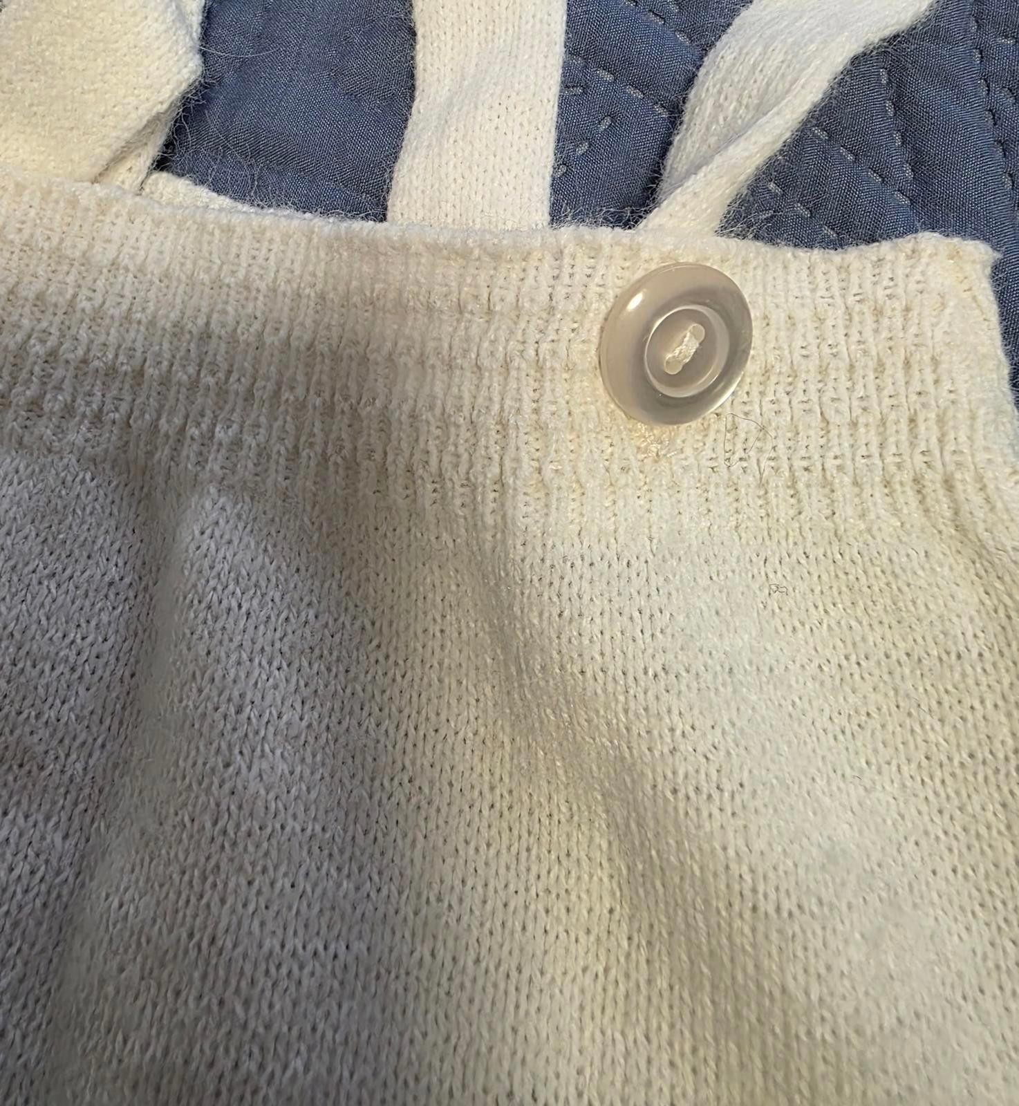 NEW Vintage 50s Baby 0-6 mo Cream Knit Sweater, Suspender Shorts & Beret Hat Set