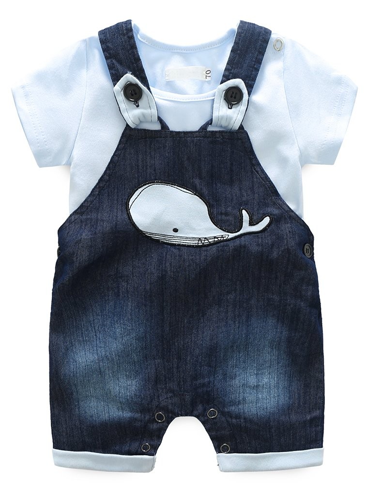 Abolai Cute Baby Boys Clothes Toddler Whale Jeans 12-18month(90#), Light Blue