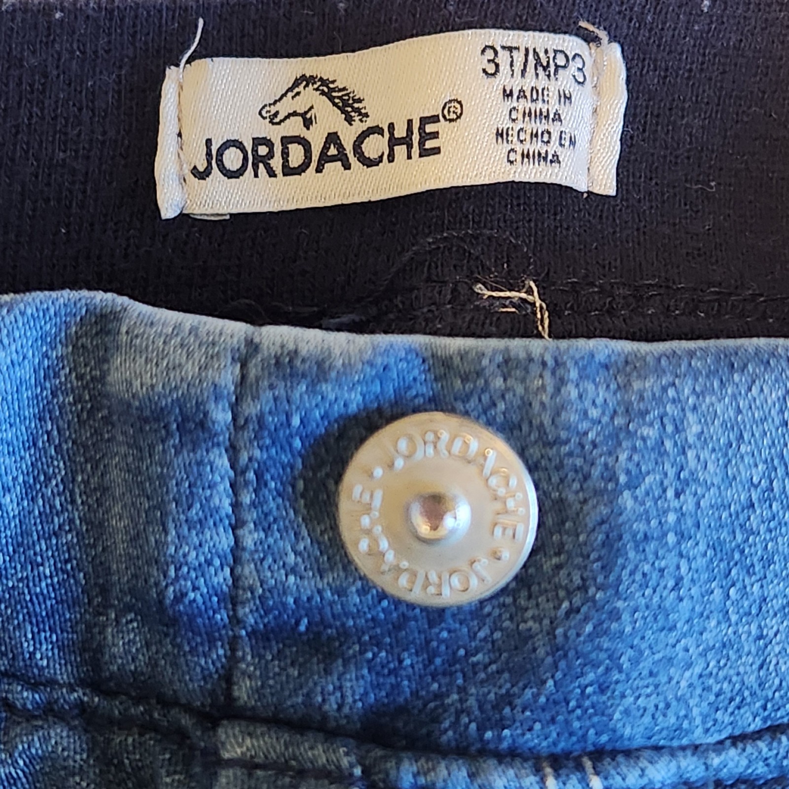 Jordache Jeans Girls Toddler 3T Heart Knee Pull-On Skinny Elastic Glitter Waist