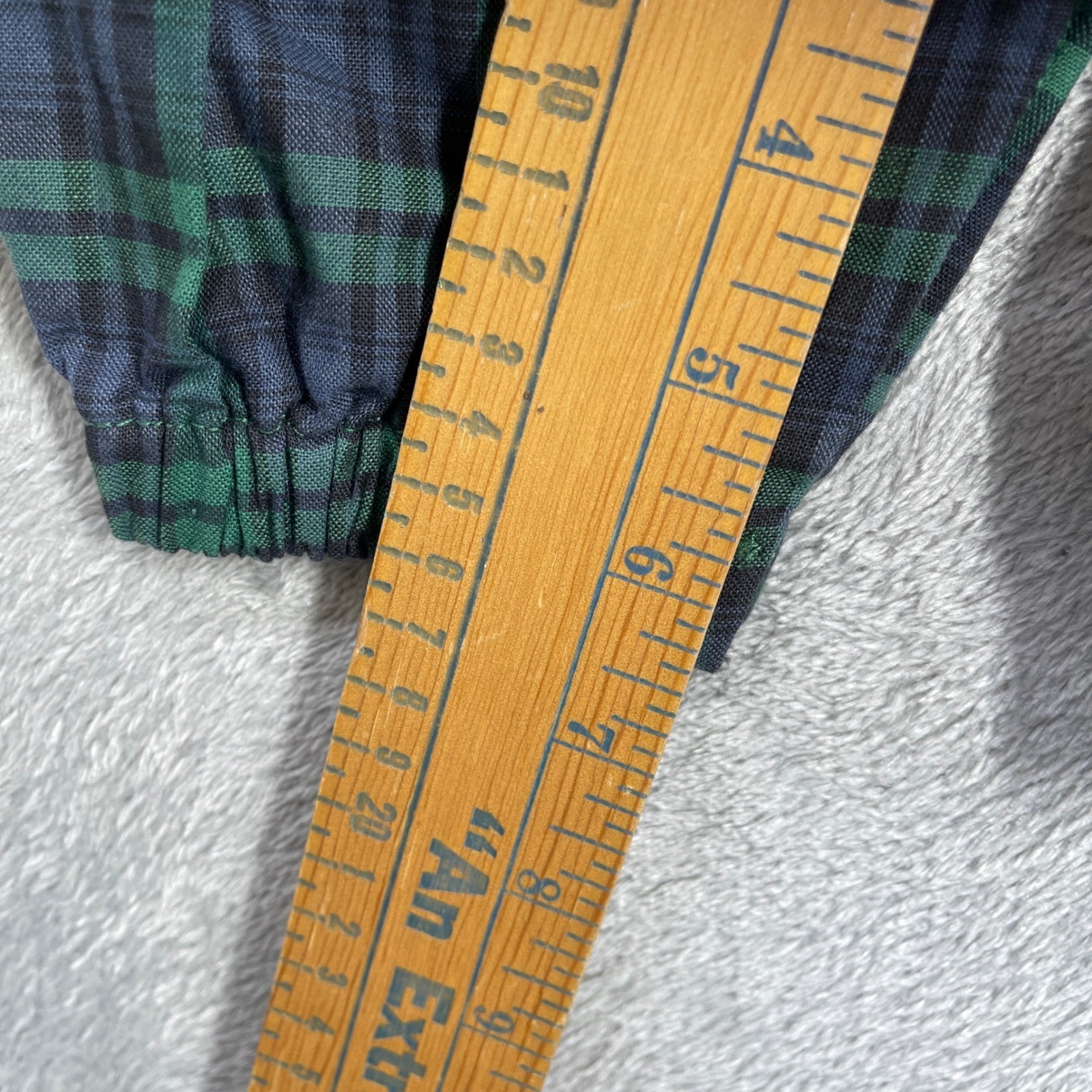 Vintage Varsity Plaid Overalls Baby Size 3/6 Months Preppy Green Blue Cotton Bib