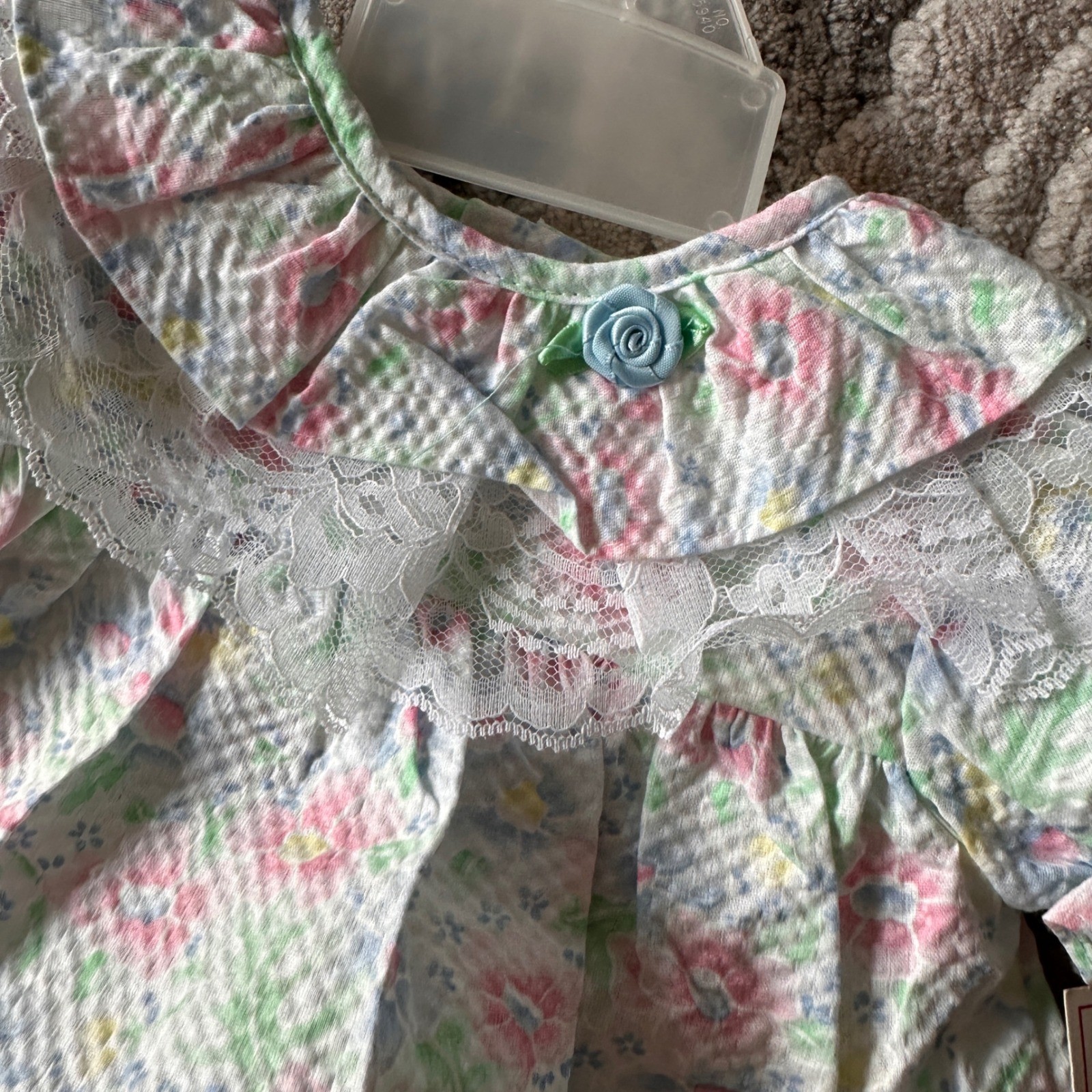 NWT Kids Floral Seersucker Lace Dress and Bloomers Set 6-9 Months