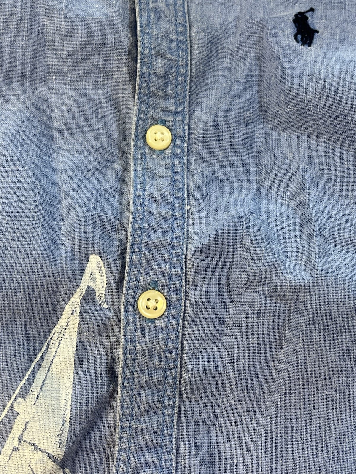 Baby Boys Ralph Lauren Blue Chambray Sailboat Nautical Linen Short Romper 9M
