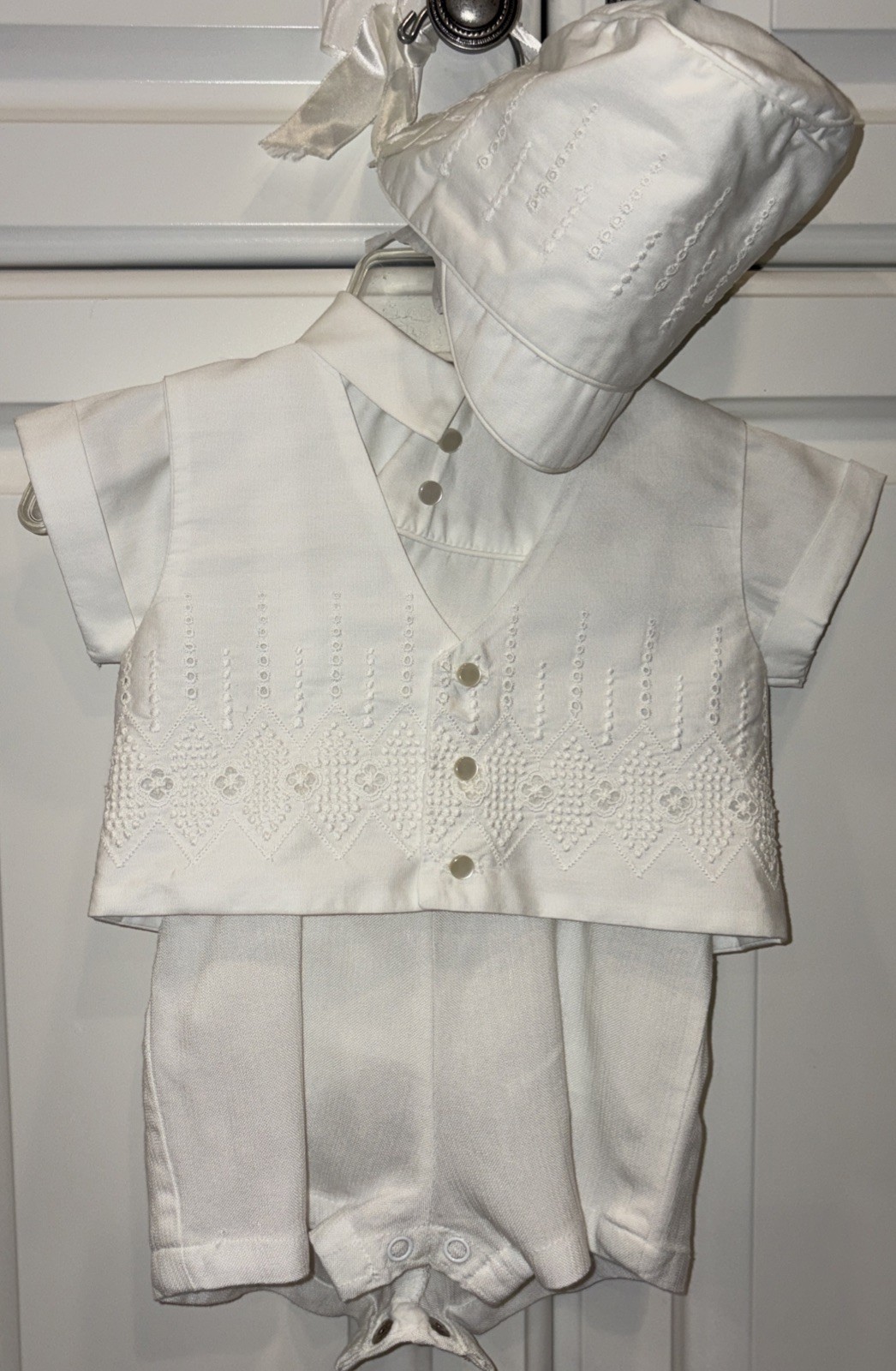 Vintage Danny Dare Christening Baby Boy Romper Set 4 Pieces size unknown tag L