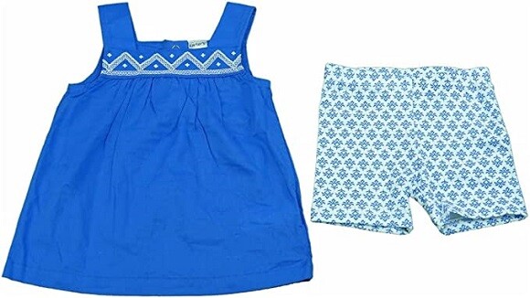 CARTER’S GIRL 2-PC. SUMMER STRAP TOP & SHORT SET, BLUE/WHITE *CHECK FOR SIZE*