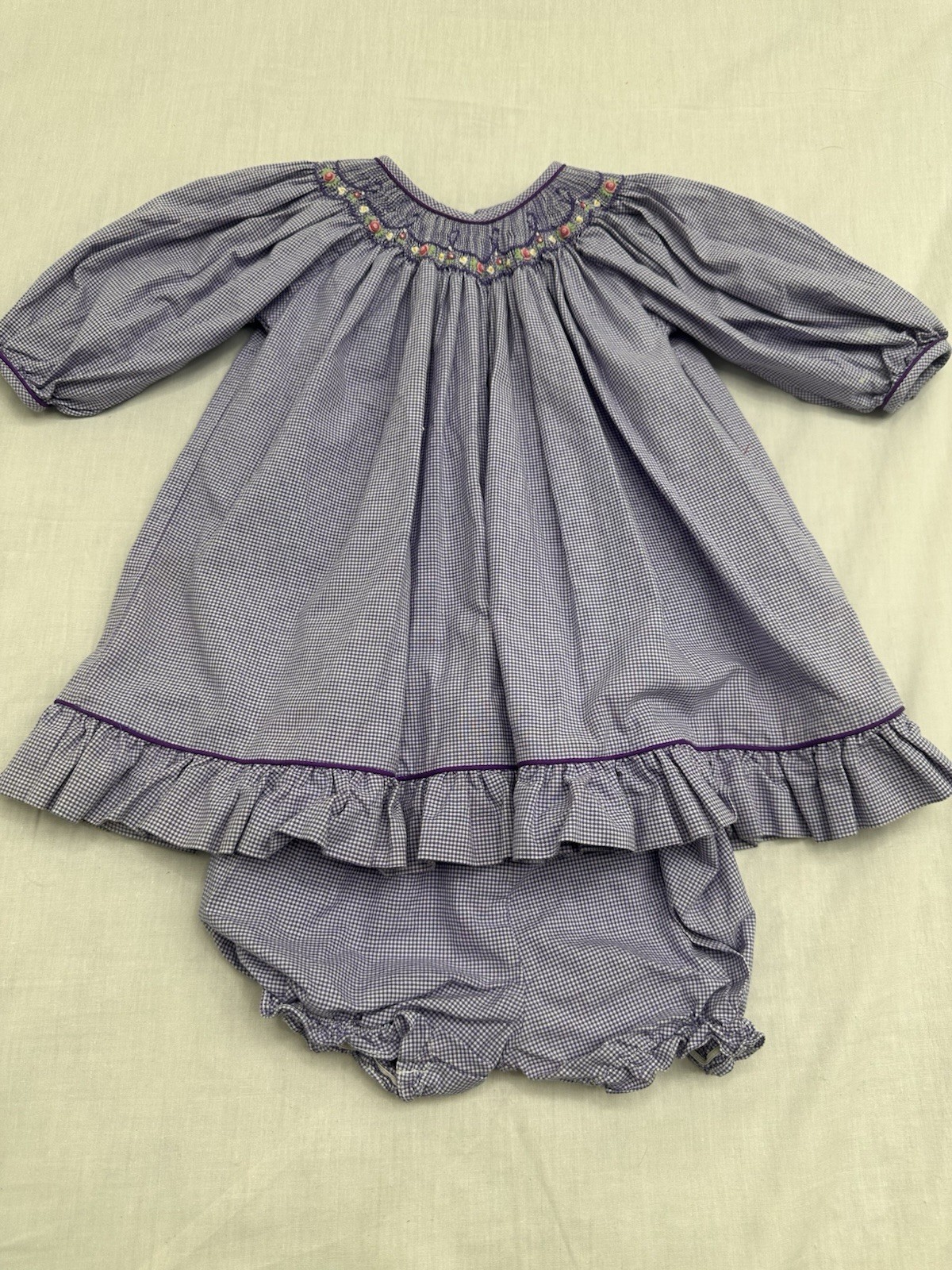 Infant Girls Petit Ami Dress W/T Bloomers 2PC Set Sz 3M Purple Plaid