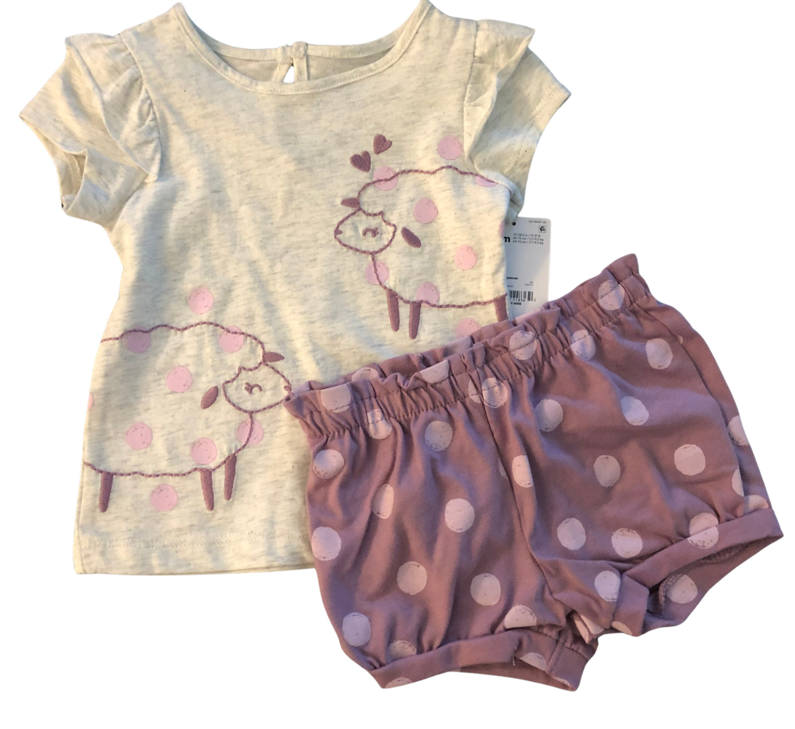 NEW Child of Mine Carters Baby Girl 6-9 months 2 piec shorts and shirt set