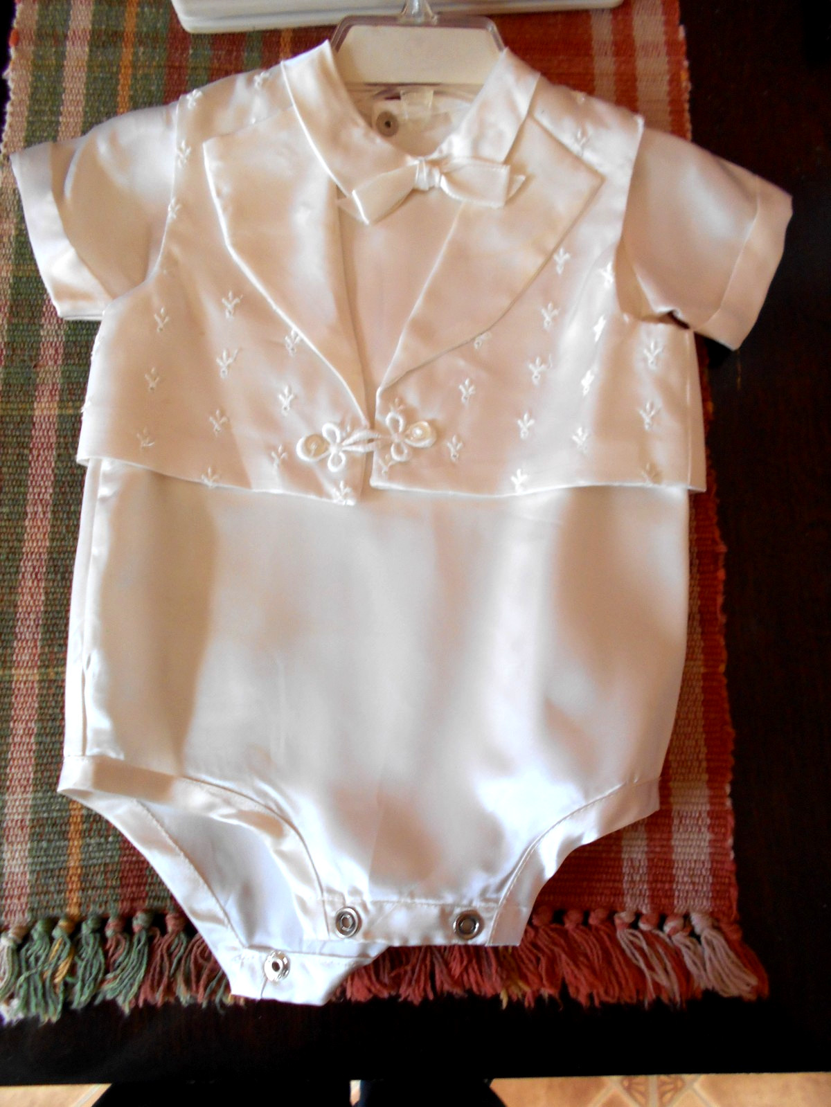Baby Boy Baptism/Christening Outfit Vintage One Piece Bow Tie and Vest Preowned