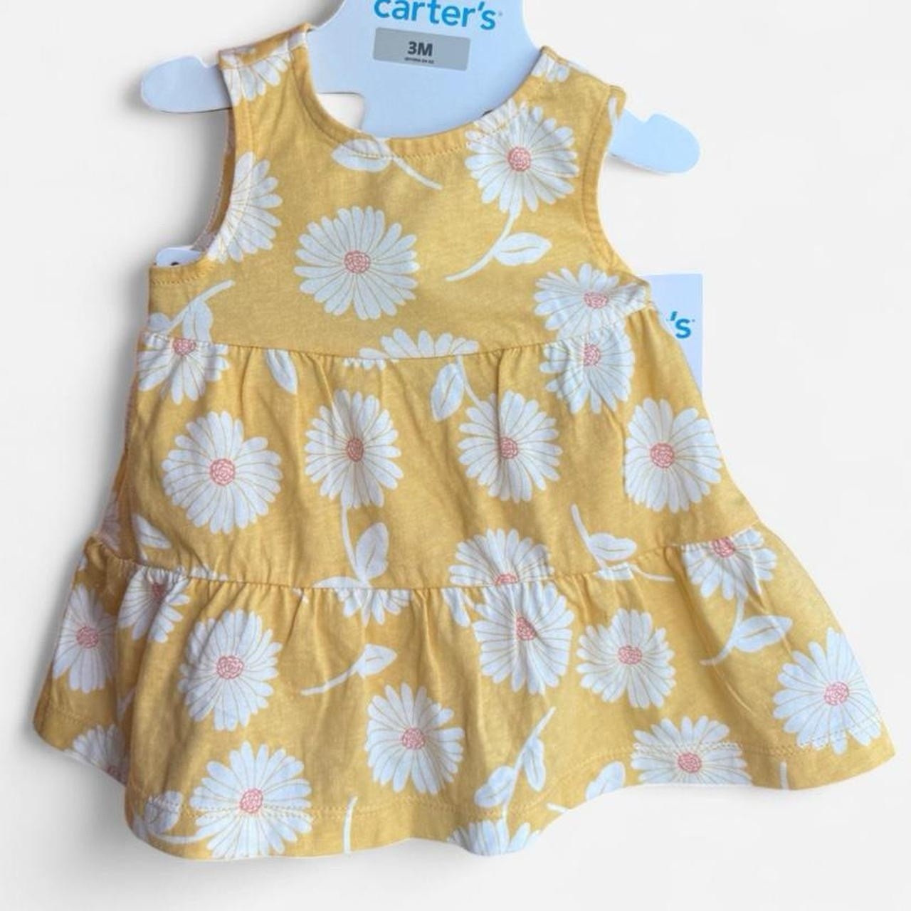 Carter’s Baby Girls 2-Piece 3M Yellow Floral Sleeveless Dress & Bloomers Set