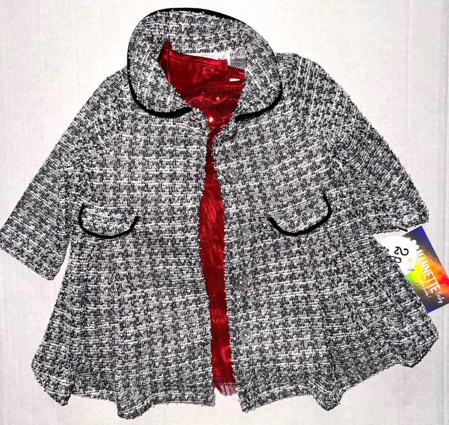 NANNETTE 2 piece set black/white/red size 0-3 months