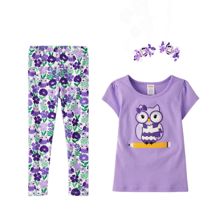NWT Gymboree Toddler Girls 3T 4T CLASSROOM CUTIE Purple Owl Tee Leggings NEW