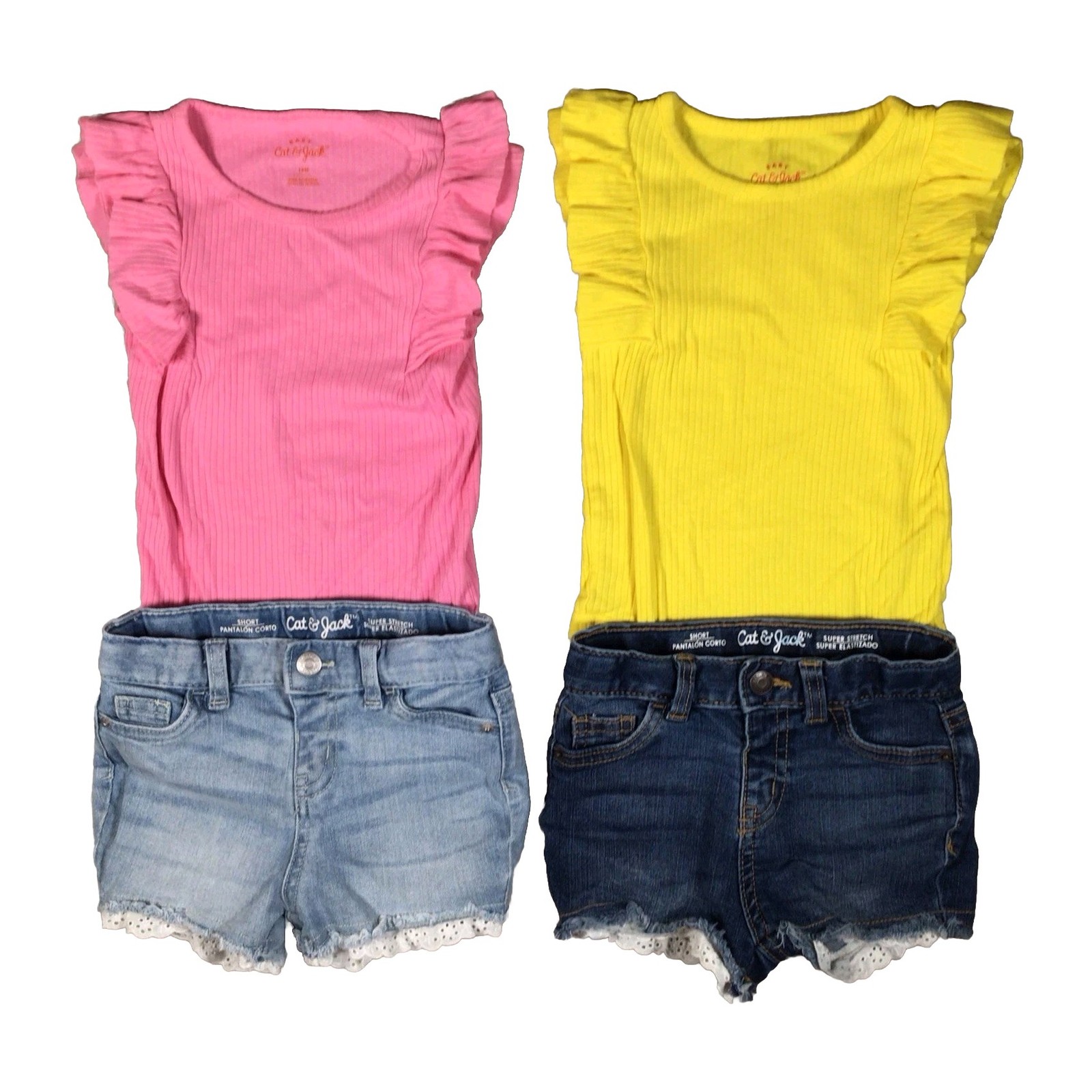 Summer Baby Girl Clothes 18 Months Lot of 4 Items: 2 One-pieces + 2 Shorts- READ