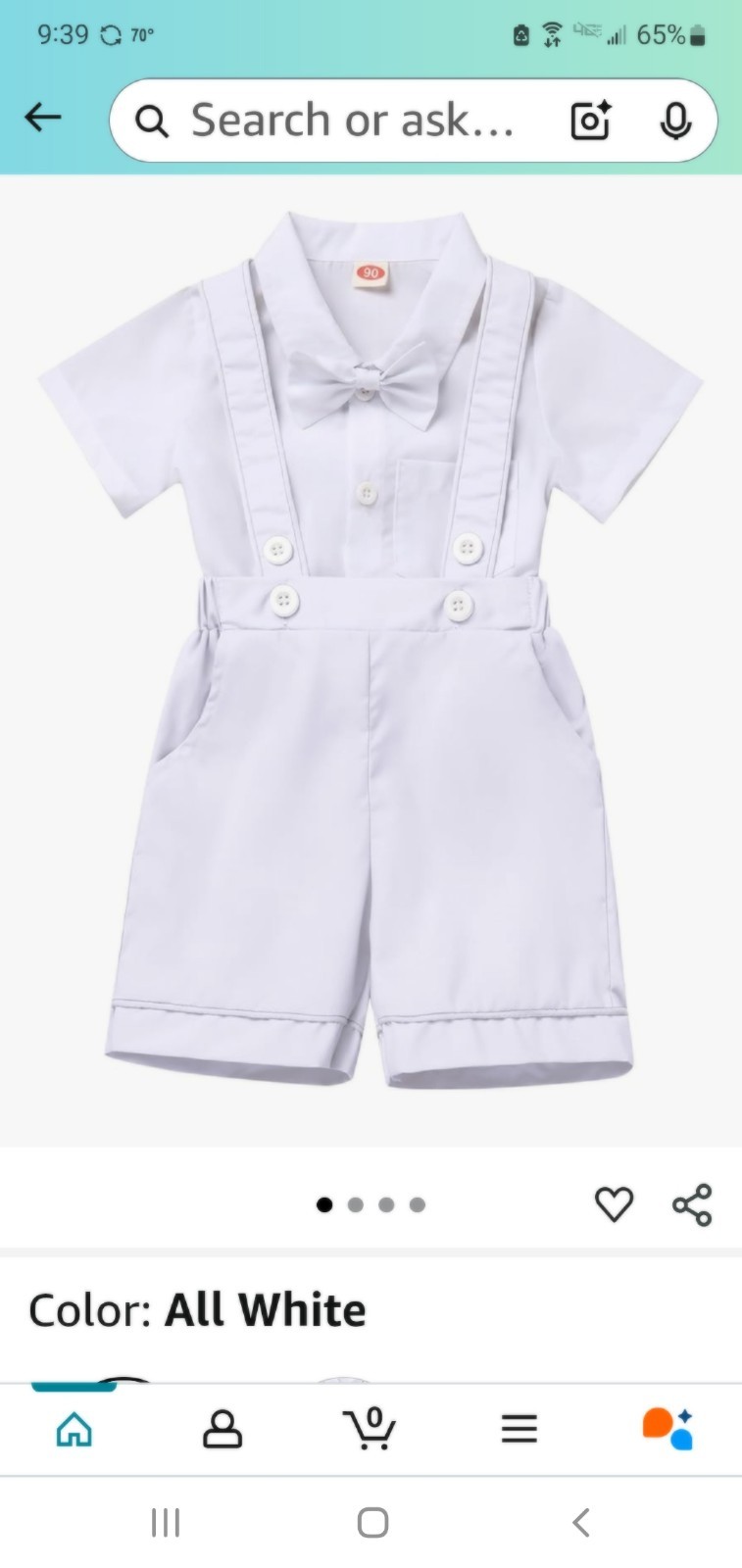Imekis Toddler Baby Boy Baptism Christening Outfit W/ Bowtie Dress Shirt Shorts