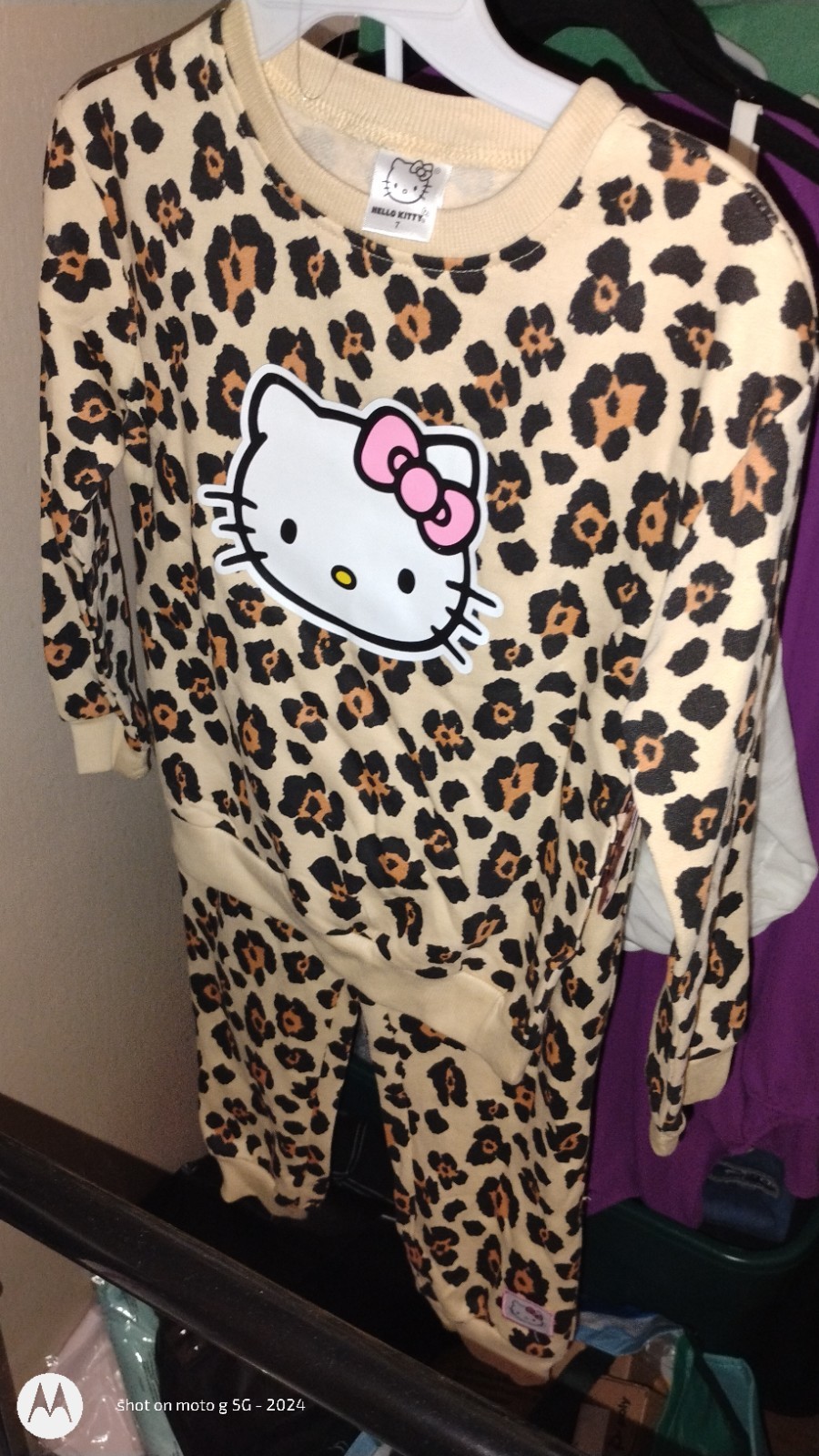 NWT Hello Kitty Girls Pants Set Size 8/10 Beige Leopard Print