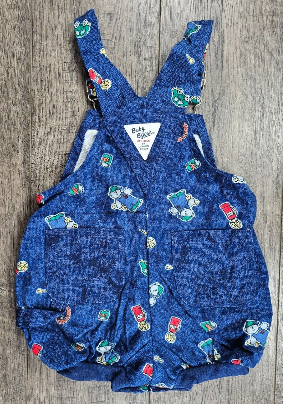Baby Boy Clothes New Vintage Oshkosh Baby B’Gosh 12 Month Worker Bear Shortalls