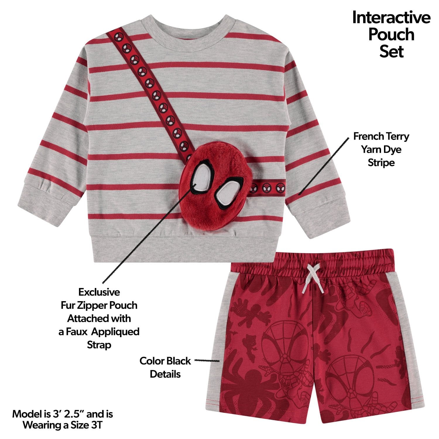 SPIDEY and his AMAZING FRIENDS Toddler Boys Sweatshirt and Short Set – Size: 5T