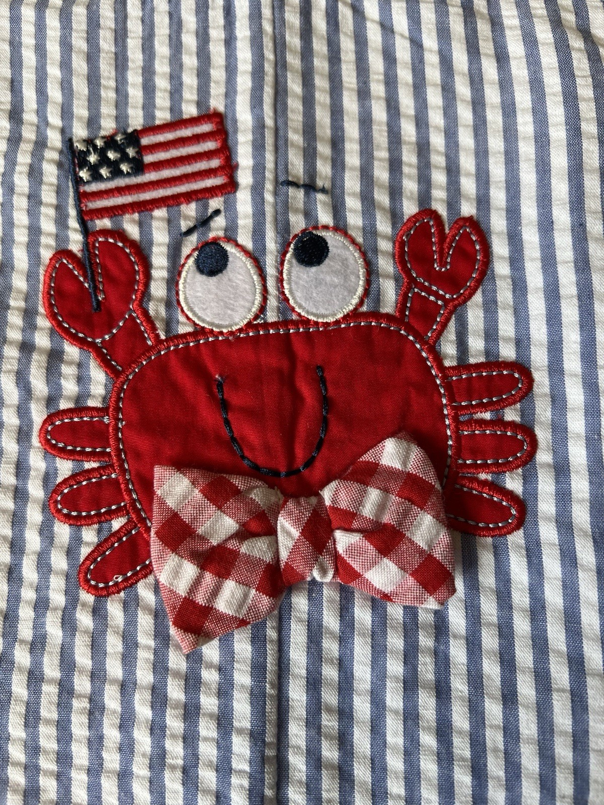 OUTFIT -Matt’s Scooter -Shorts romper & T-Shirt -Crab – Blue/Red/White- 0-3M-NWT