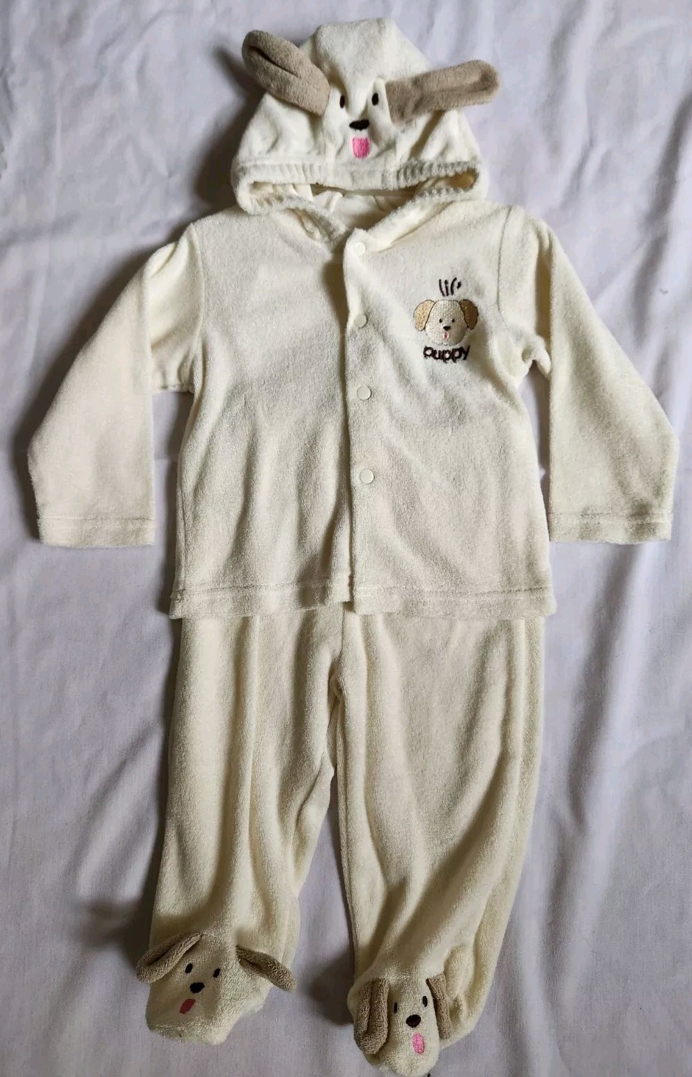 Kidgets Baby Yellow Terry Fabric 2 Pc Jacket & Pants Outfit Set ~ lil’ puppy
