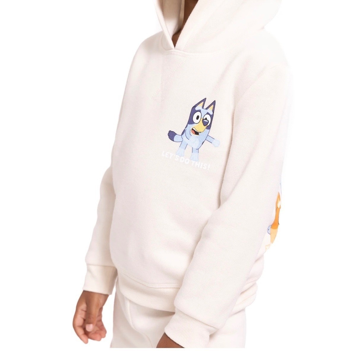 Bluey Kids Hoodie and Joggers Set Cream Bluey Family Graphic 2-Piece Outfit 3T