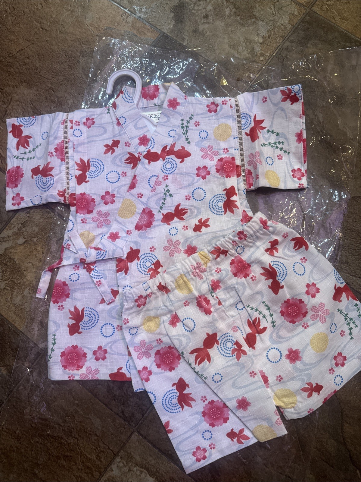 Girls jinbei – Gold fish and Sakura Size80 Size 12-24 Month Toddler