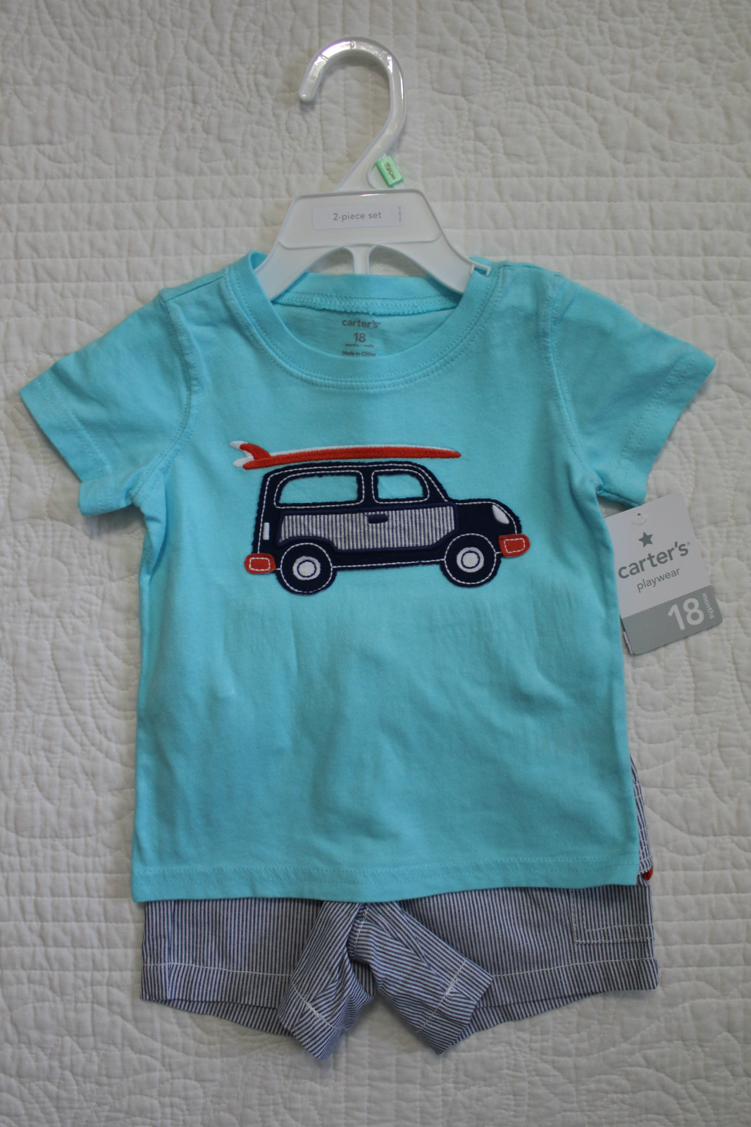 NEW BABY BOYS CARTERS 2 PIECE SET SHIRT SHORTS LITTLE SNAPPY CRAB IRRESISTIBLE