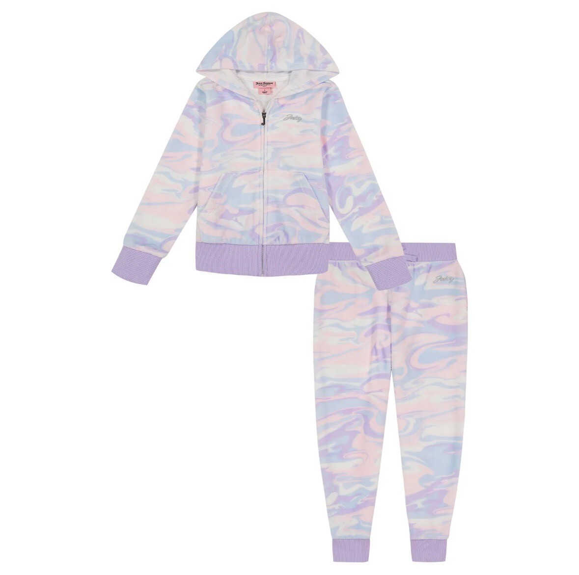 NWT Juicy Couture Girl Velour Multi Purple Set Hoodie Jogger Pants Sz 2T, 3T, 4T