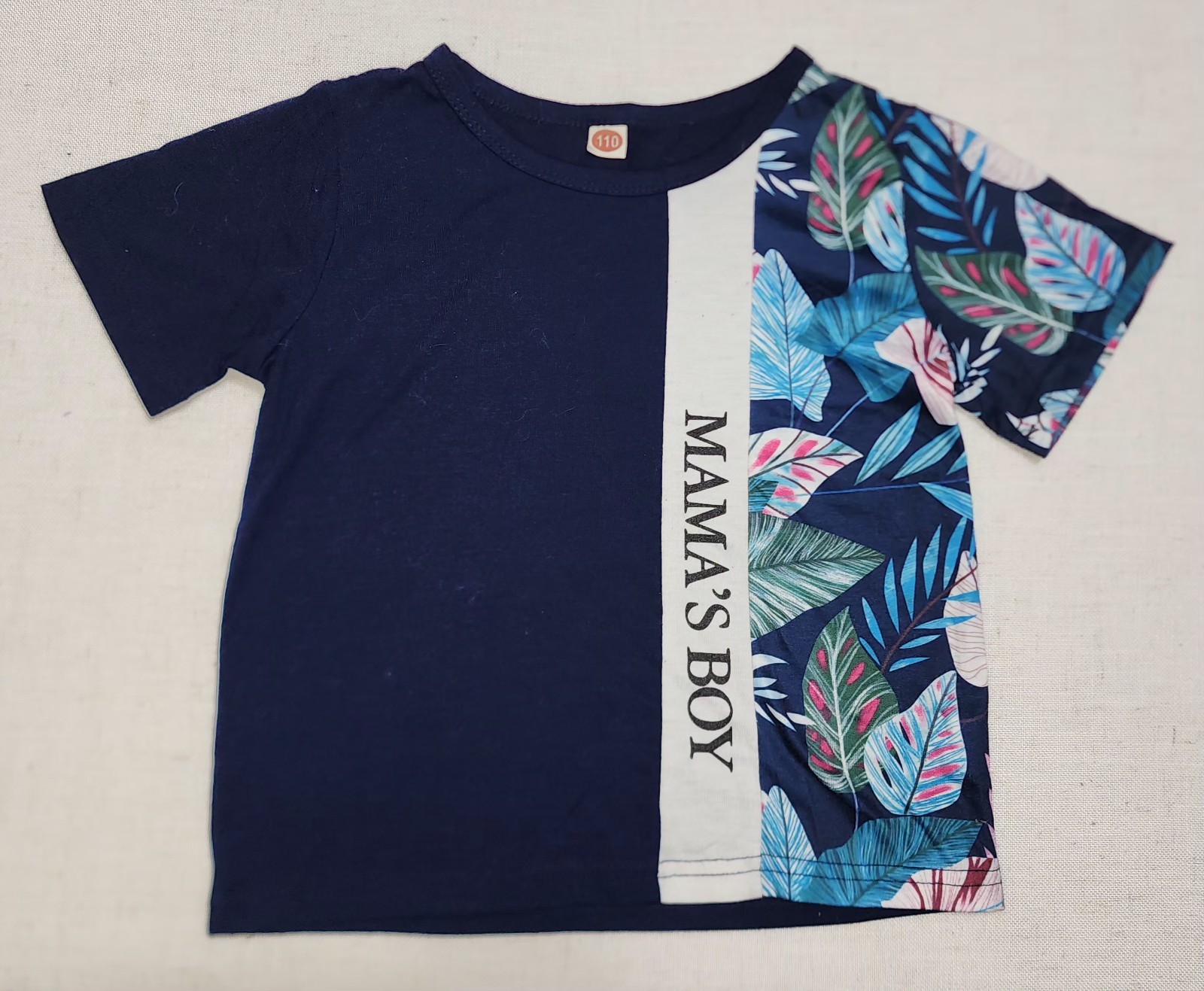 Shein Kids Boys 2 Piece Set T-Shirt & Shorts 5T Mama’s Boy Floral Navy Blue